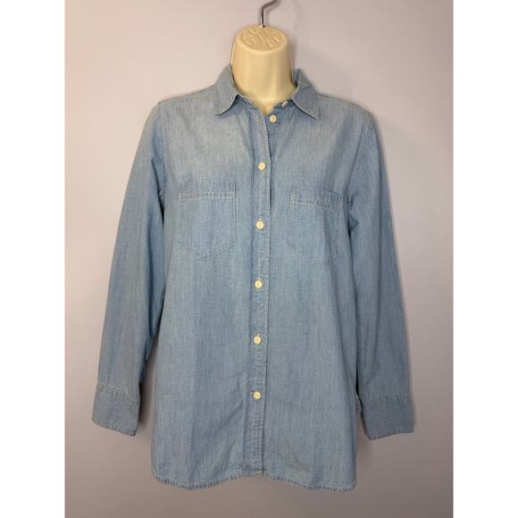 J CREW Classic-fit Chambray Shirt Relax Fit Women's 2 New - Picture 10 of 14